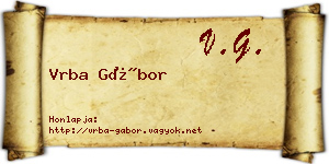 Vrba Gábor névjegykártya